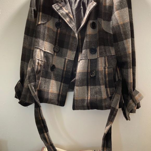 DOTS Plaid Pea Coat Jacket sz M - Picture 7 of 12